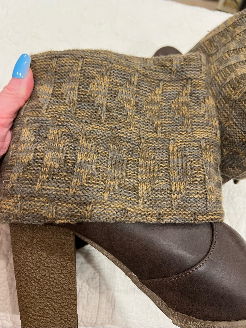 Muk Luks Brown Knit Cuff Heeled Ankle Boots see pics - Picture 4 of 10
